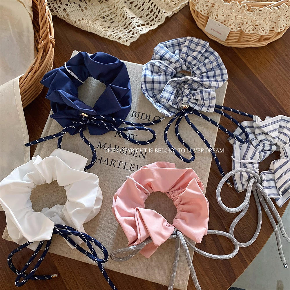 Girls Synthetic Large Bowknot Hair Tie Ponytail Holder Multi-Color Checkered