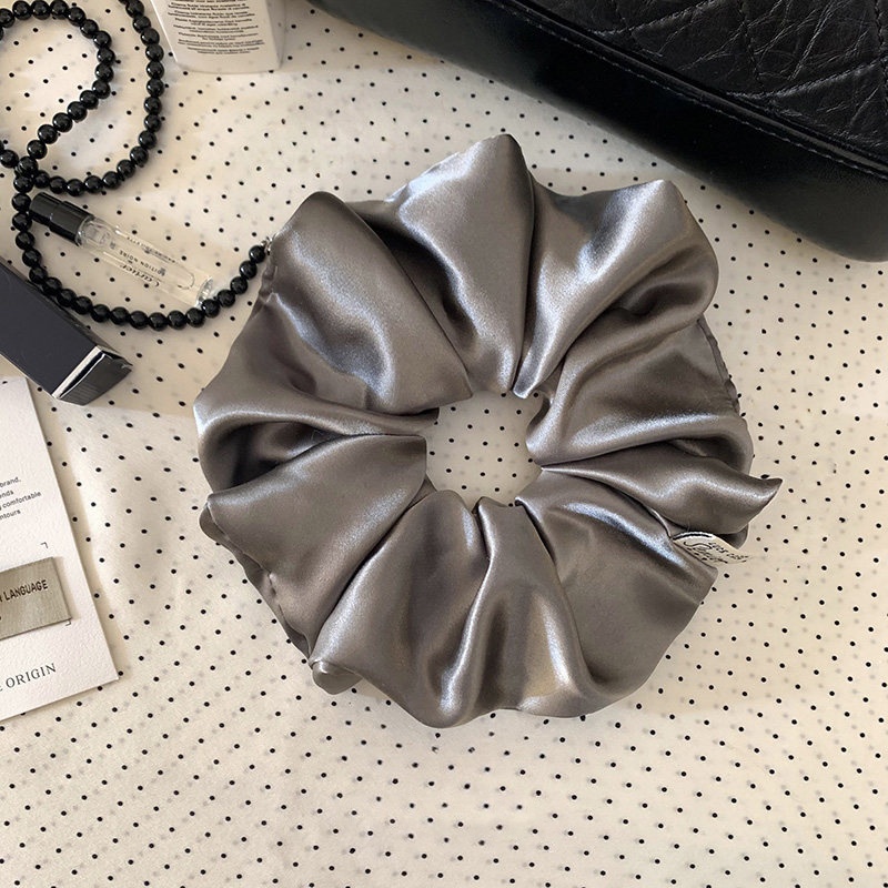 Women Irregular Satin Hair Tie Elegant Spring Hair Accessory Black