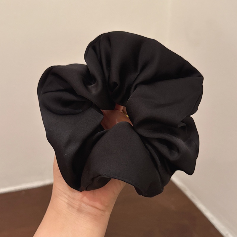 Women's Extra Large Satin Flower Hair Bun Scrunchie Solid Colors
