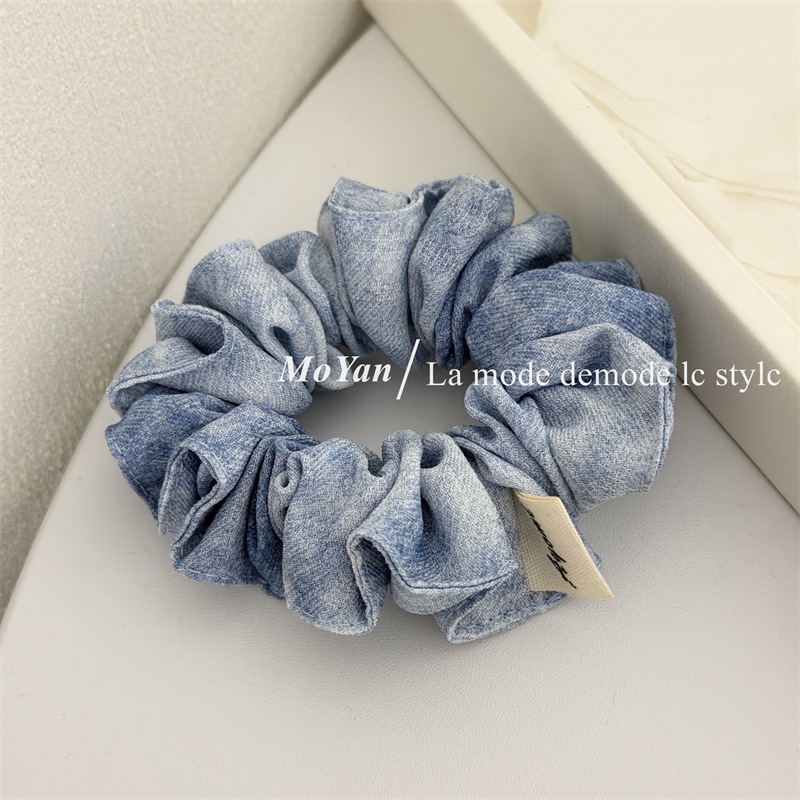 Women's Simple Soft Cloth Spring Scrunchie Hair Tie Grey Blue Tie Dye