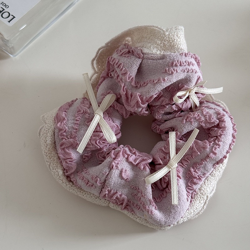 Women's Sweet Spring Lace Bow Tie Hairpin Accessory Pink Beige Heart