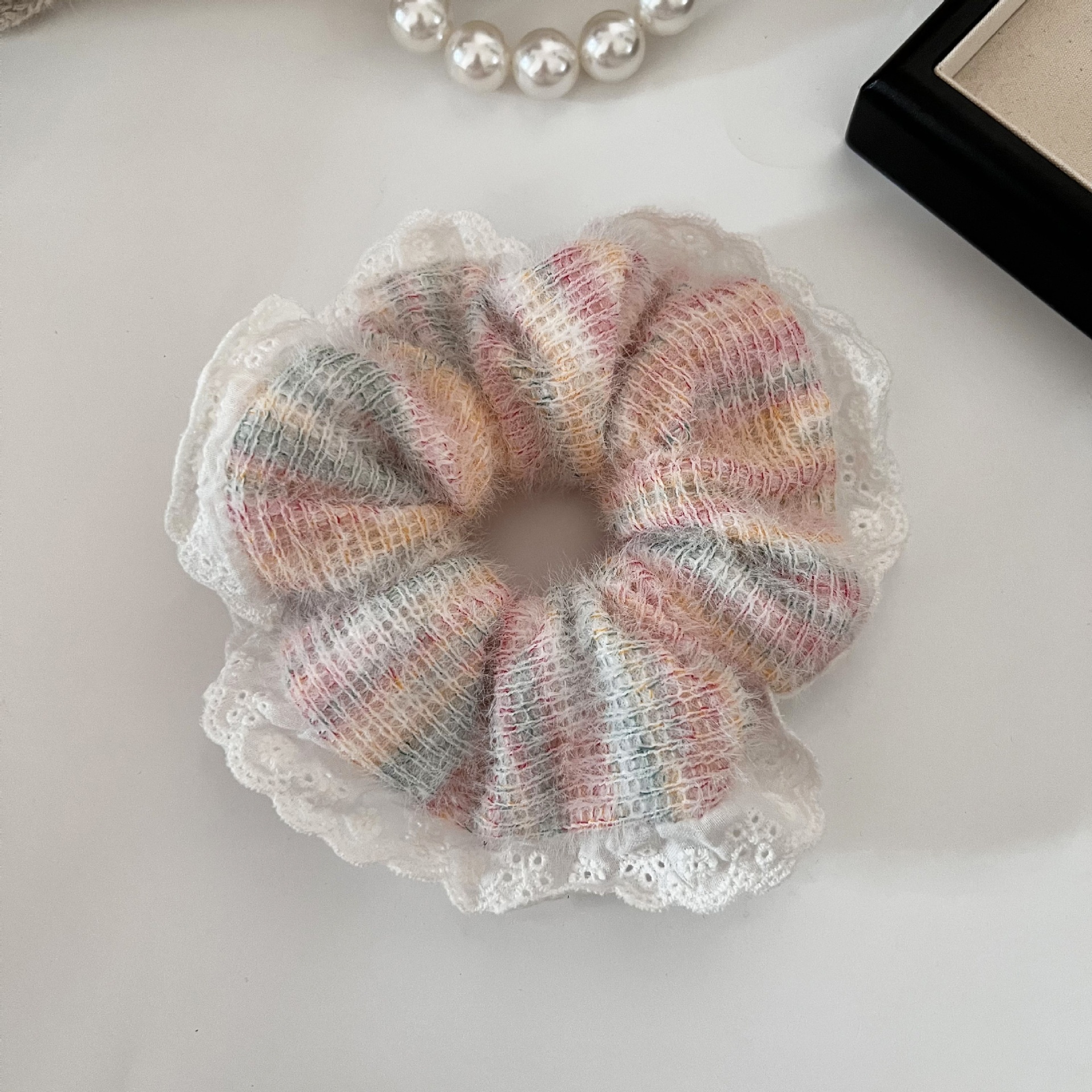 Large Fluffy Lace Edge Hairband Hair Bun Hairband Soft Elastic Hairband Hair Accessory