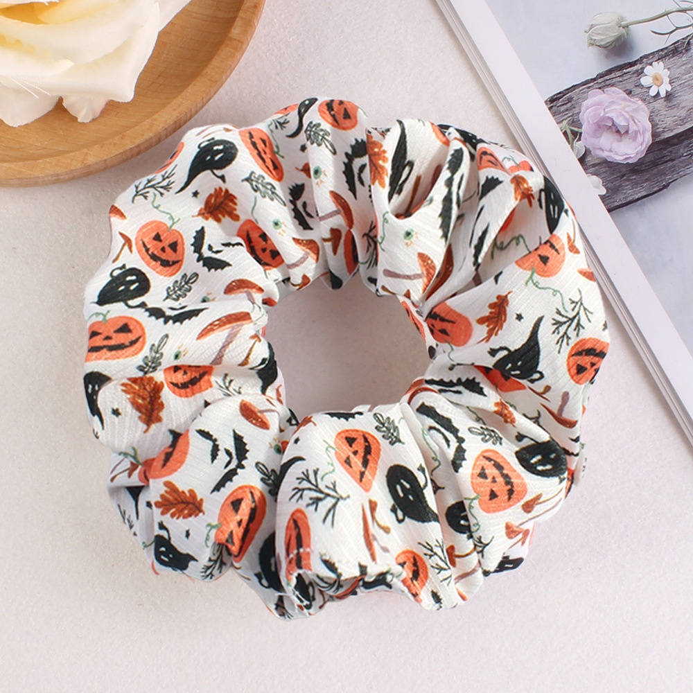 Women's Halloween Party Fabric Hair Scrunchies Colorful Skull Pattern