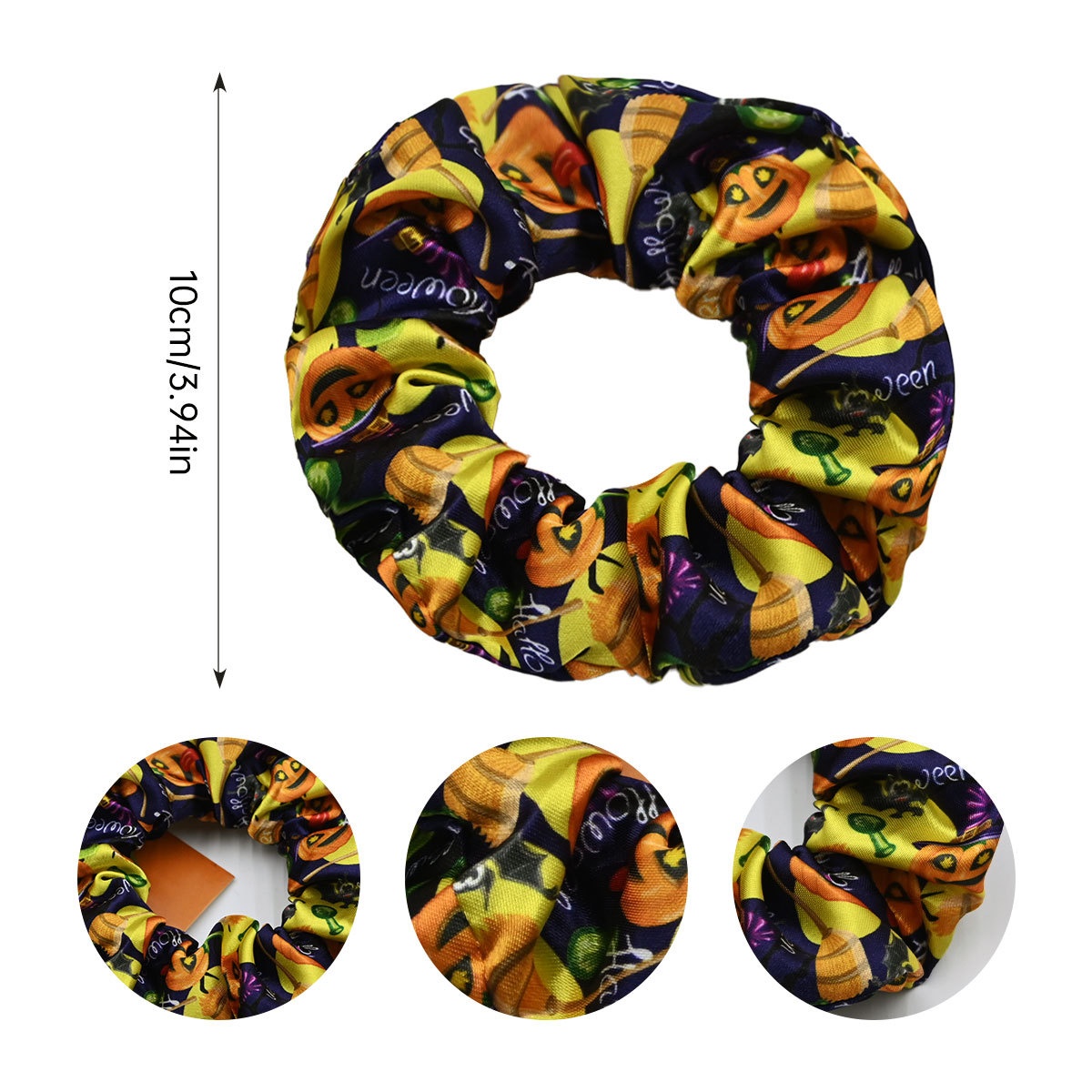 Women's Stylish Cloth Hair Scrunchies Festive Halloween Pumpkin Print