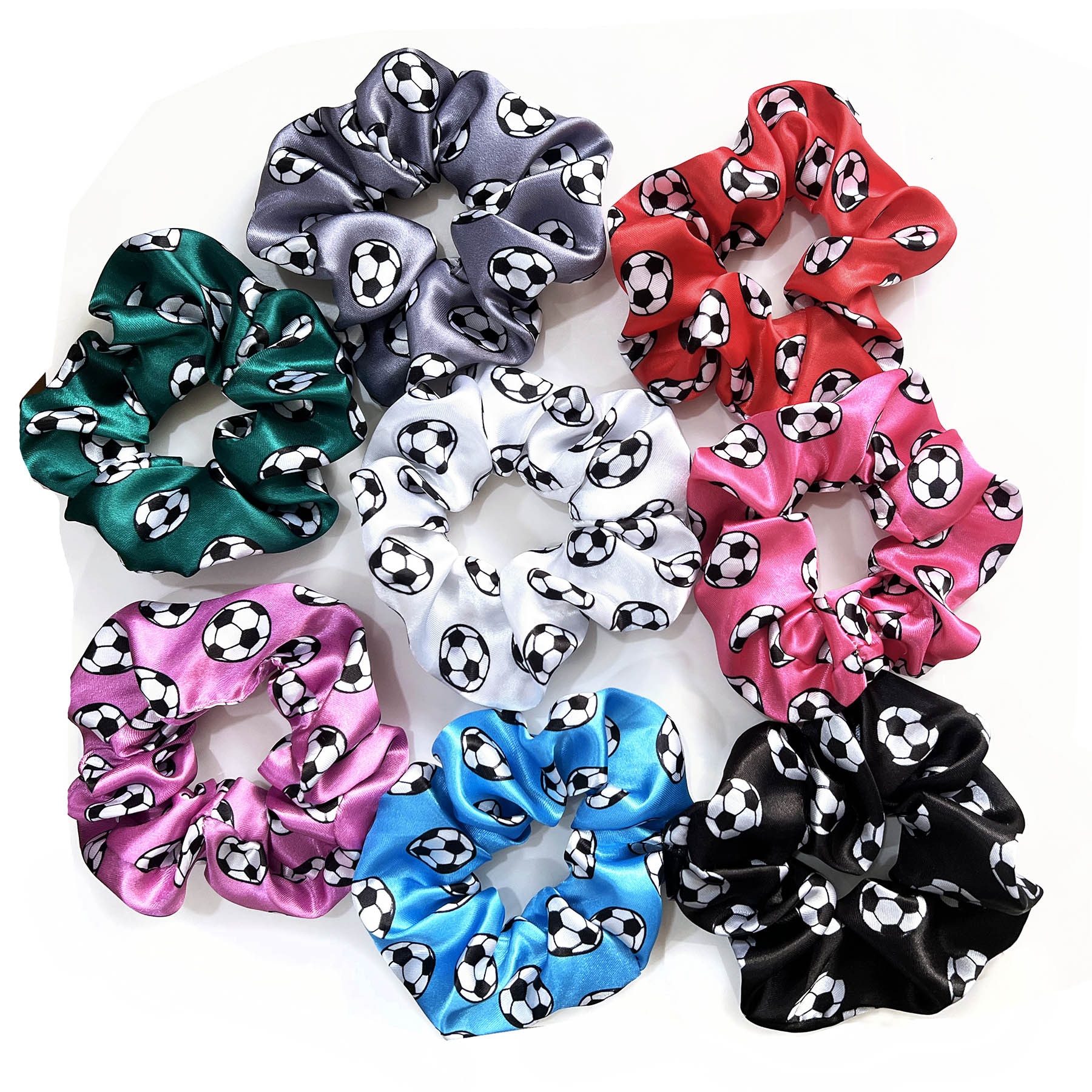 Women's Cloth Bubble Braid Hair Tie For Commute Multicolor Football