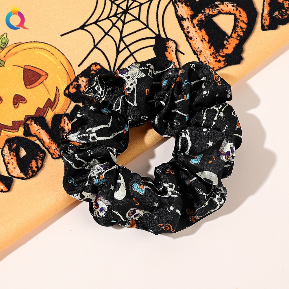 Women's Elastic Halloween Hair Tie Funny Pumpkin Skull Pattern