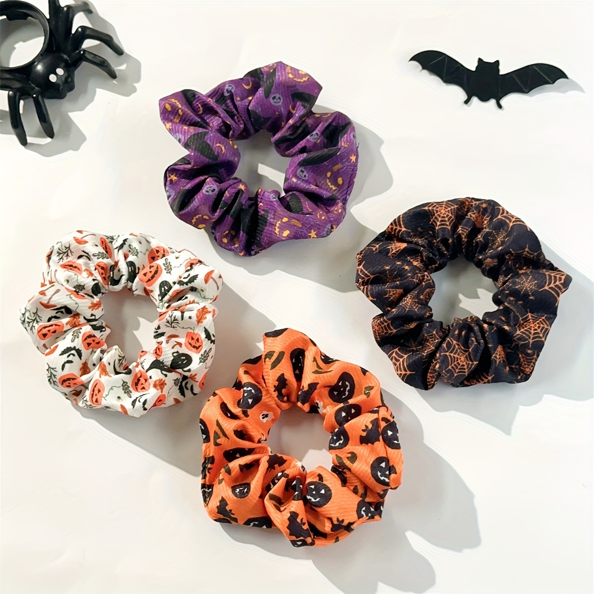 Women's High Elasticity Cloth Hair Tie Dark Halloween Pumpkin Skull