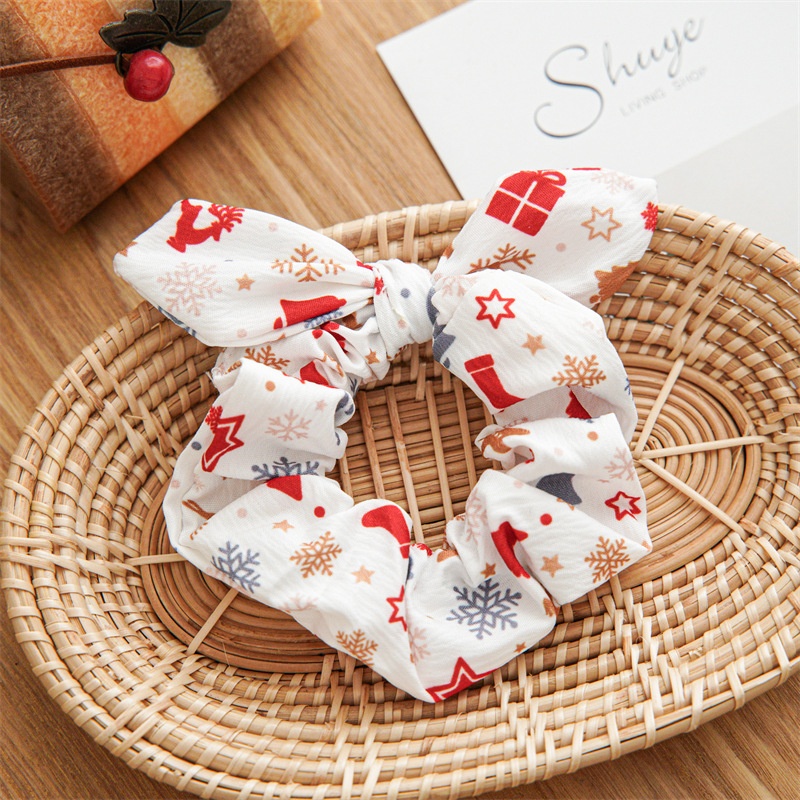 Women's Retro Handmade Christmas Hair Tie Festive Polka Dot Scrunchie