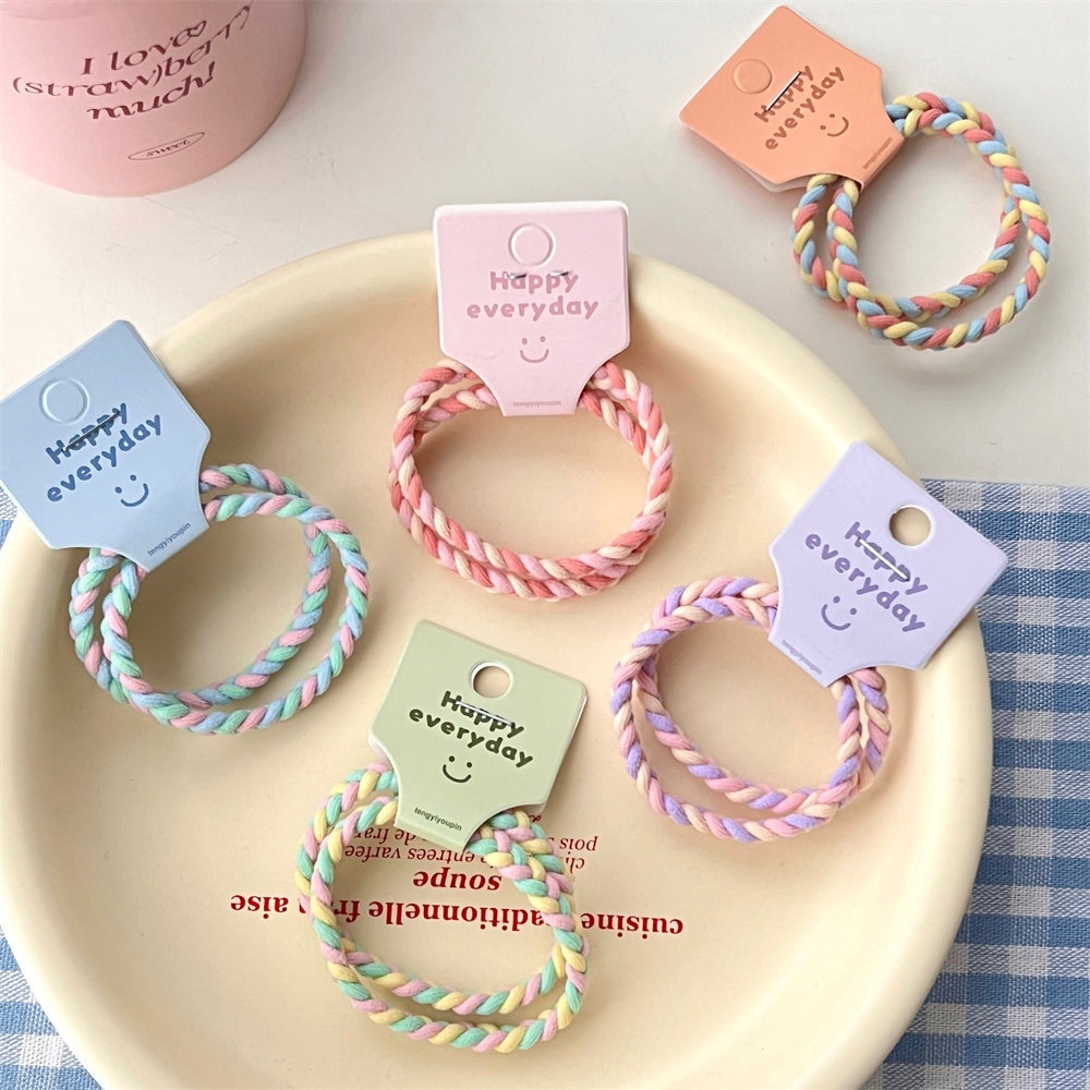 Girls High Elastic Rubber Ponytail Holder Hair Tie Colorful Fresh