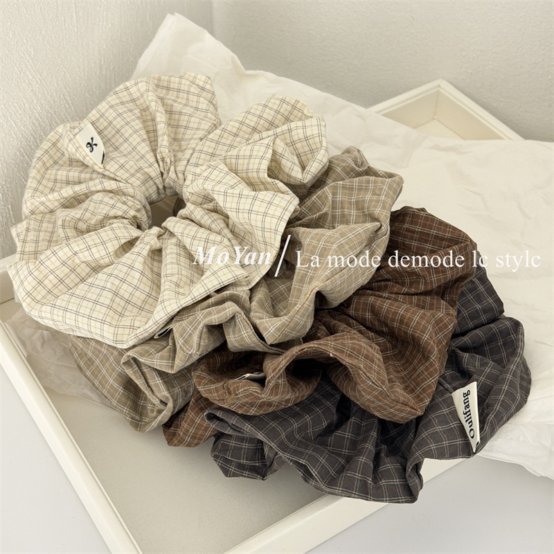Women's Daily Wear Preppy Cloth Hair Tie Scrunchie Classic Plaid