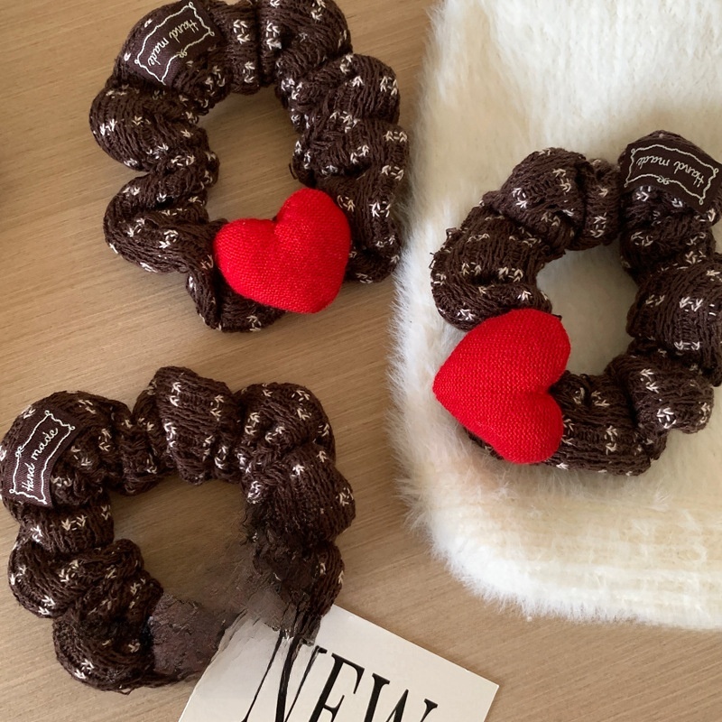 Women's Cozy Knit Hair Tie Everyday Accessory Red Heart Ditsy Floral