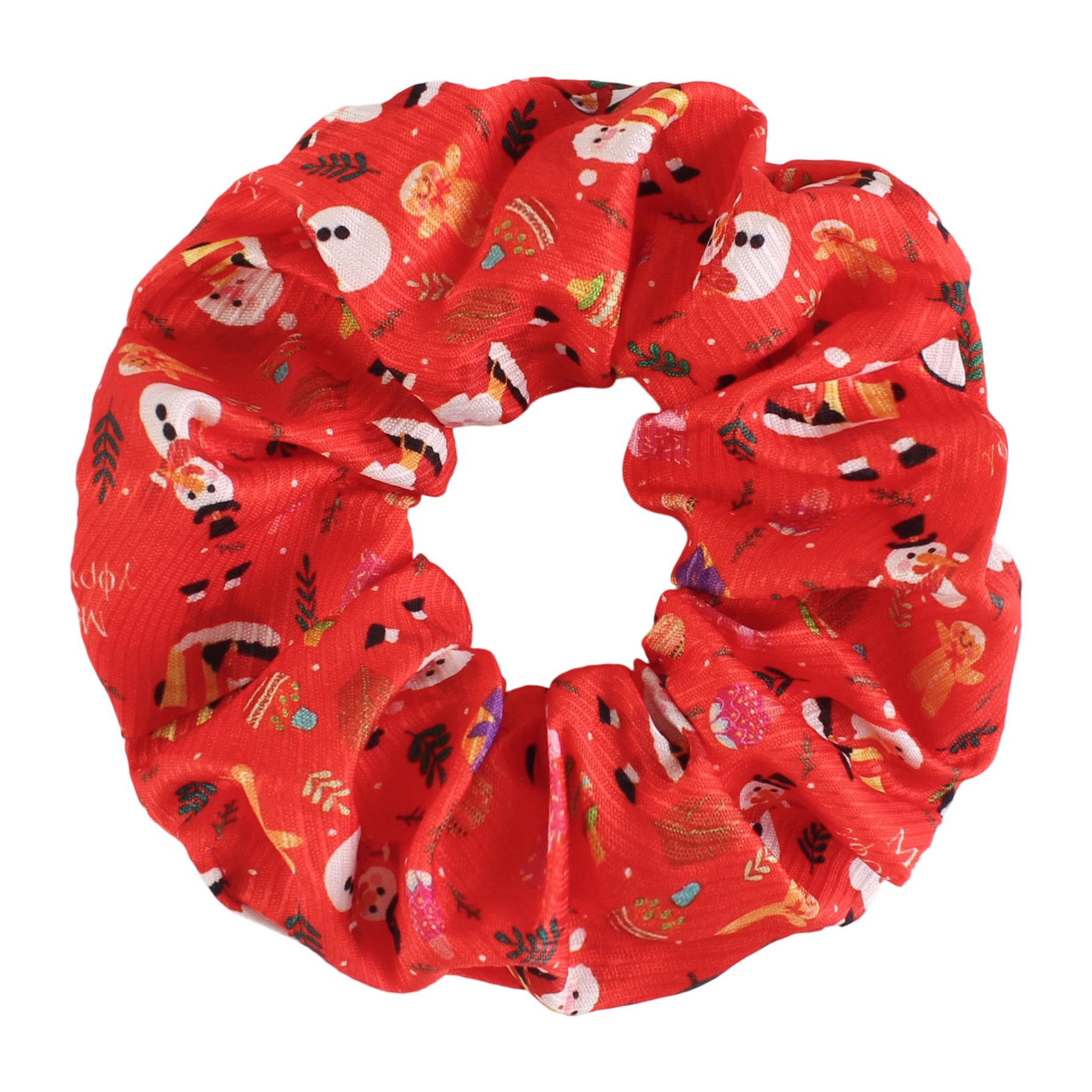 Women's Christmas Party Fabric Bow Hair Tie Reindeer Snowman Pattern