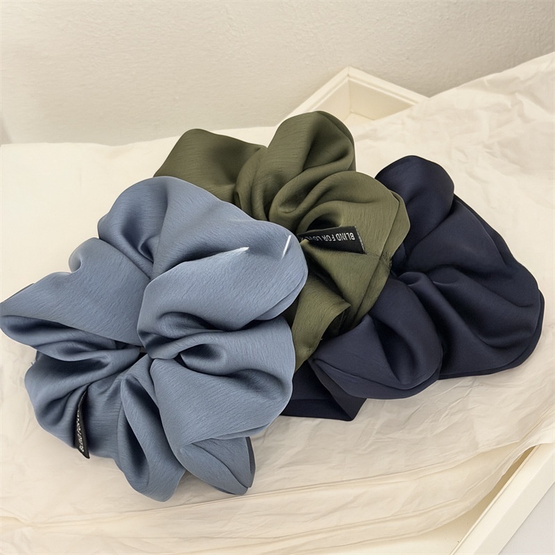 Women's Simple Satin Hair Tie For Spring Commute Solid Blue And Grey