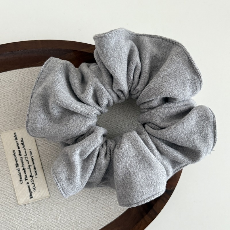 Women's Winter Soft Wool Ribbed Ponytail Holder Scrunchie Solid Color