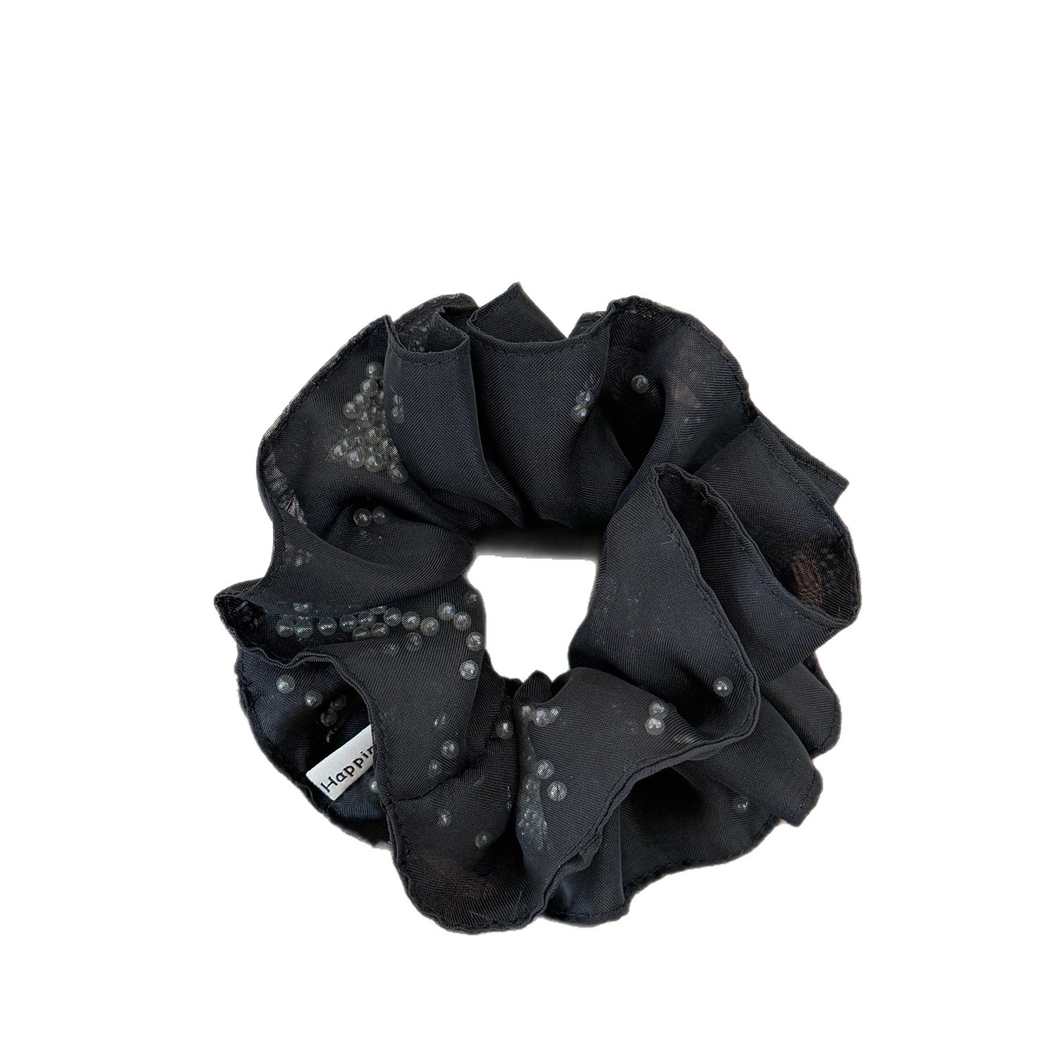 Women's Elegant Soft Gauze Pearl Hair Tie Spring Scrunchie Black
