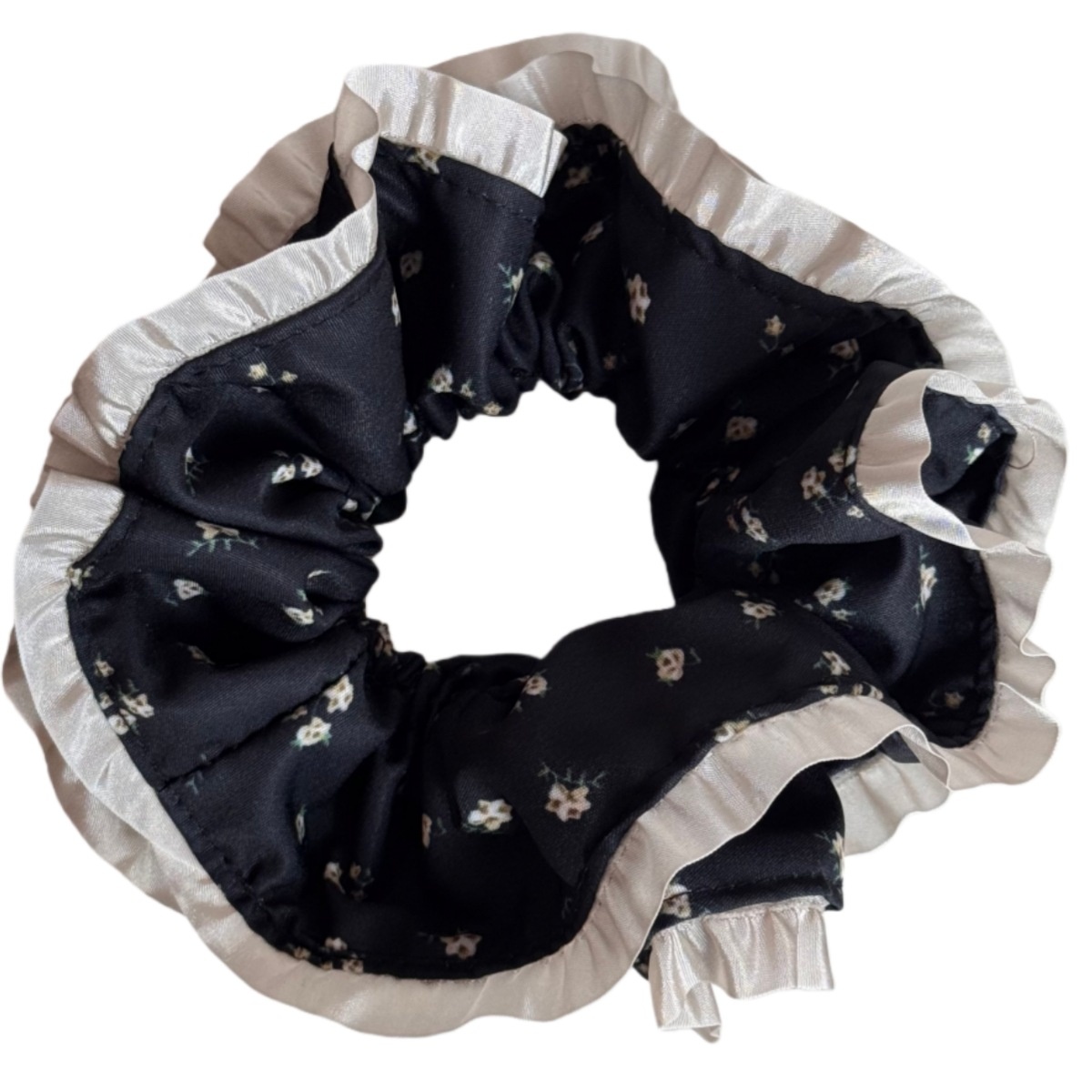 Women's Elegant Coffee Ditsy Floral Cloth Hair Tie for Winter Styling
