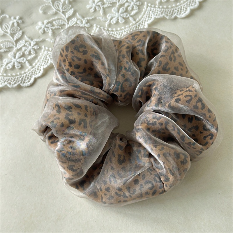 Women's Winter Soft Gauze Hair Tie Accessories Retro Leopard Print