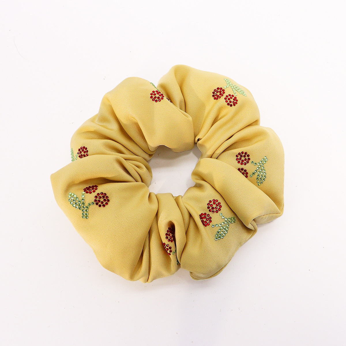 Girls School Uniform Ponytail Hair Tie Cloth Rhinestone Cherry Grid