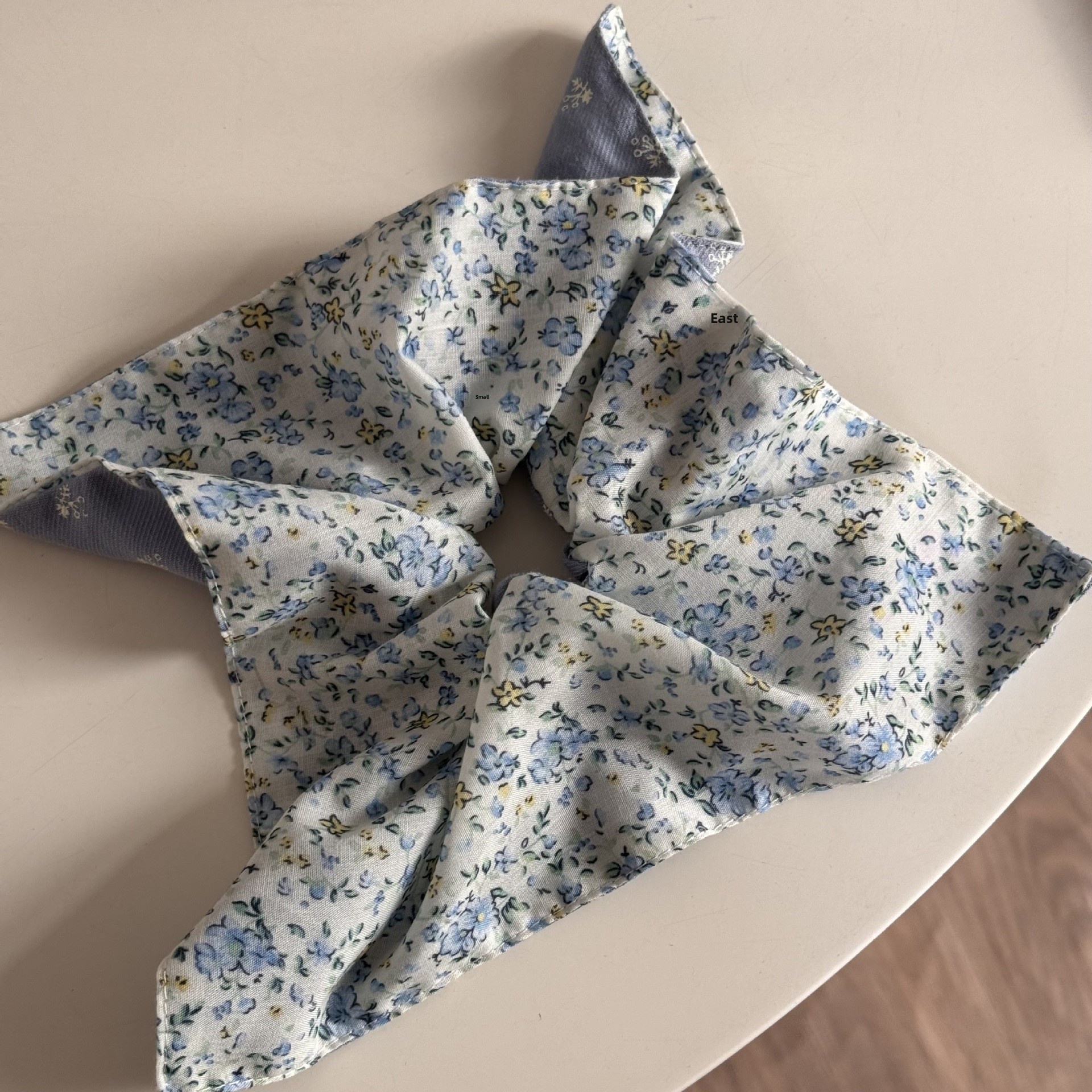 Women's Spring Cloth Bubble Braid Hair Tie Blue Ditsy Floral Polka Dots
