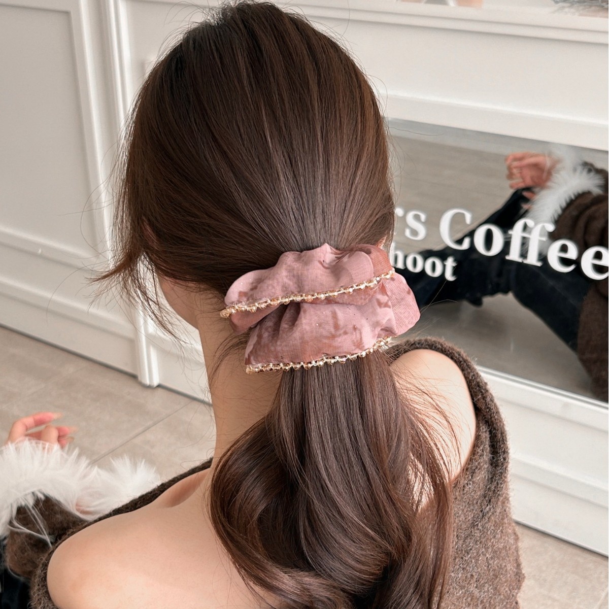 Women's Chiffon Low Bun Elastic Hair Scrunchie Gradient Ombre