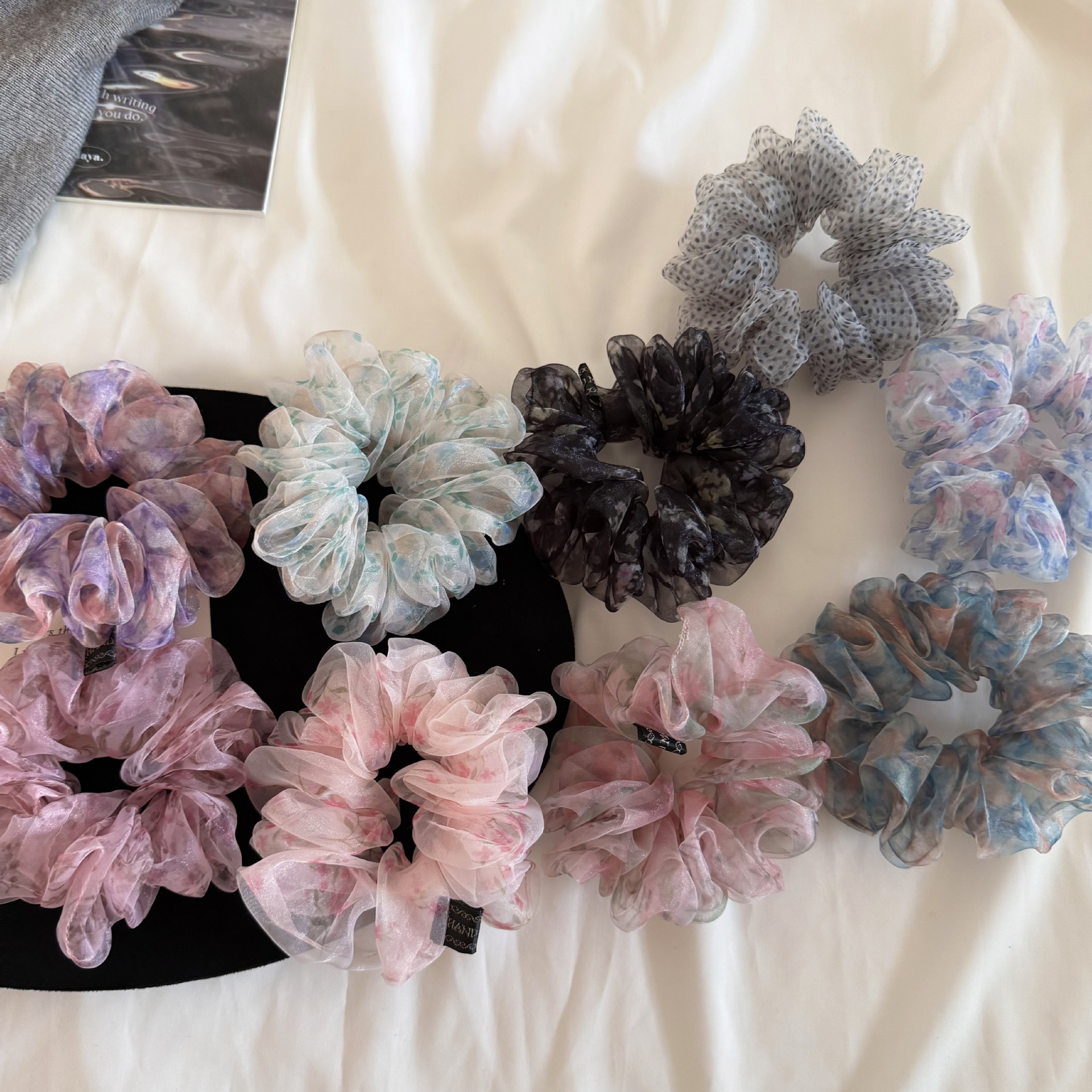 Women's Retro Organza Hair Scrunchie Spring Romantic Ditsy Floral