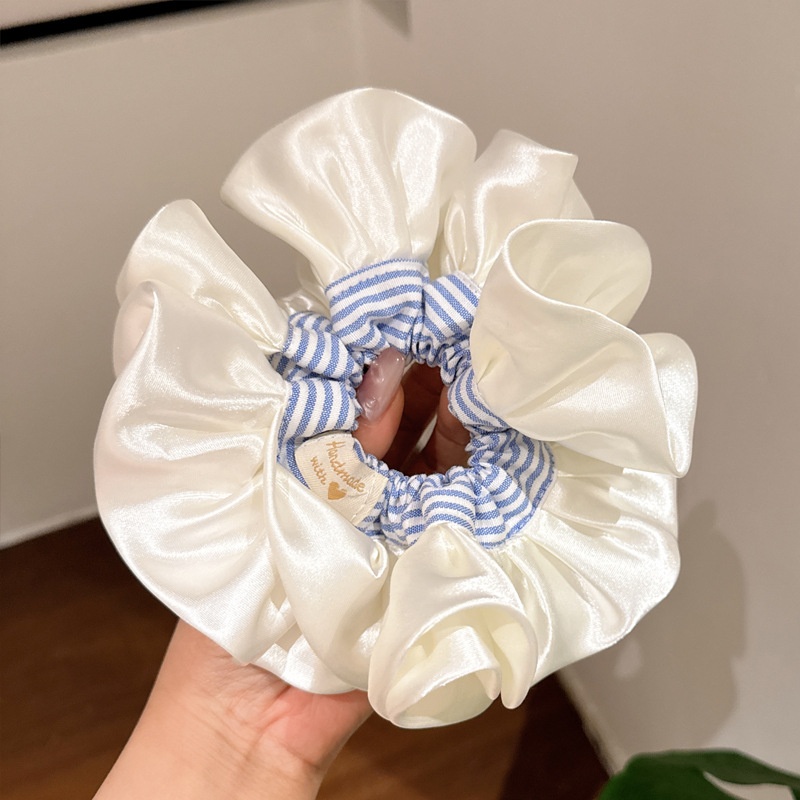 Women's Elegant Banquet Elastic Satin Hair Accessories Blue Striped