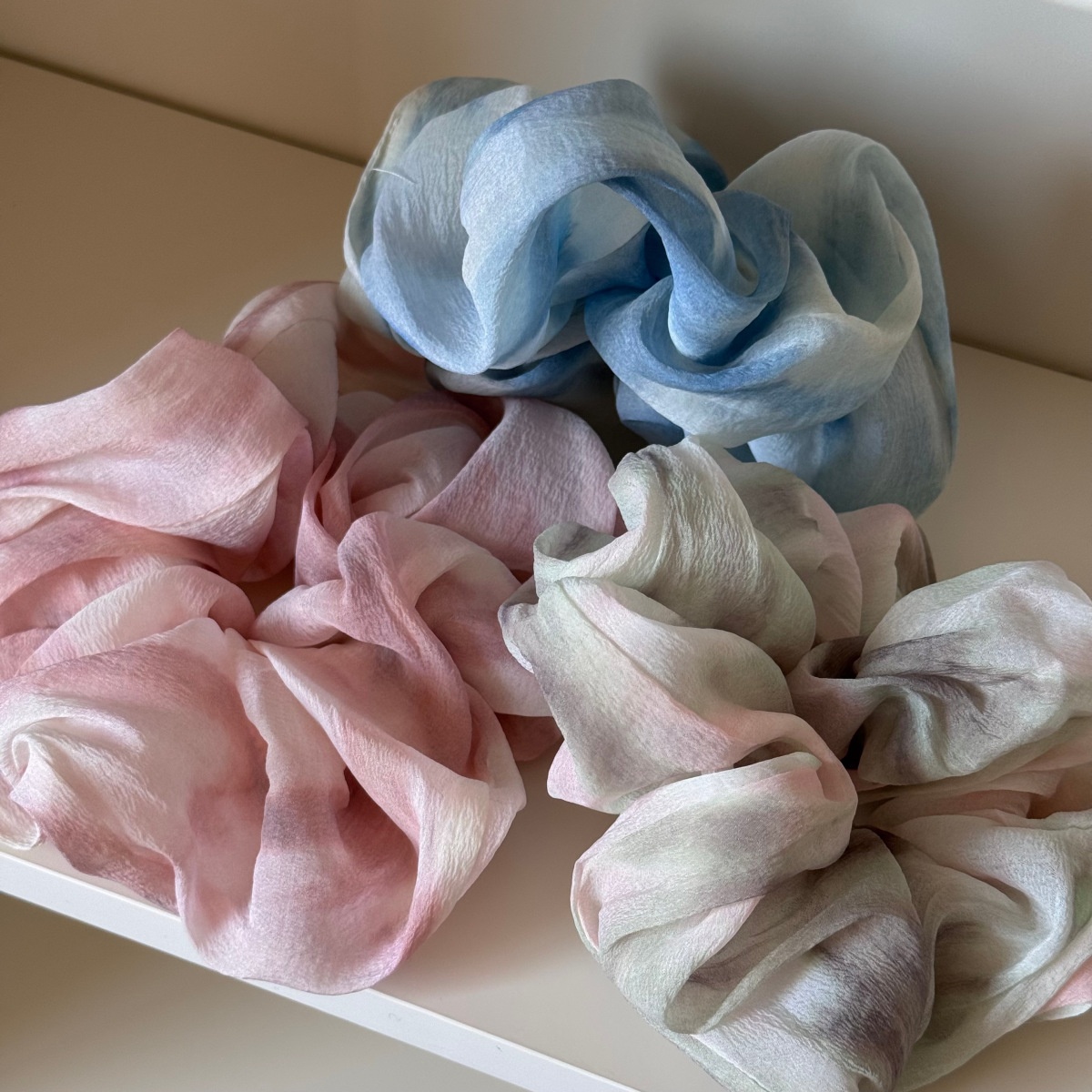 Women's Sweet Summer Soft Cloth Hair Scrunchie Blue Multicolor Tie Dye