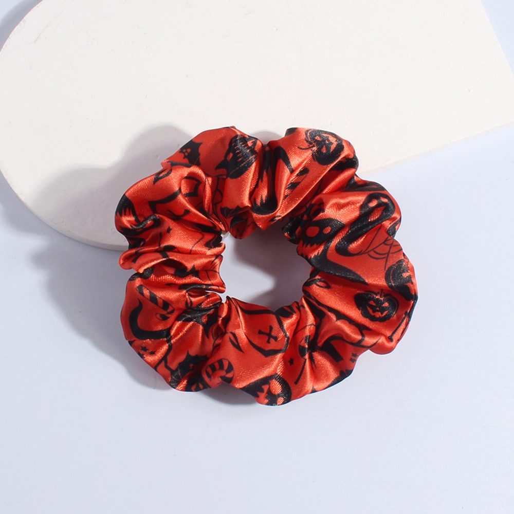Women's High Elasticity Satin Scrunchies Digital Halloween Print