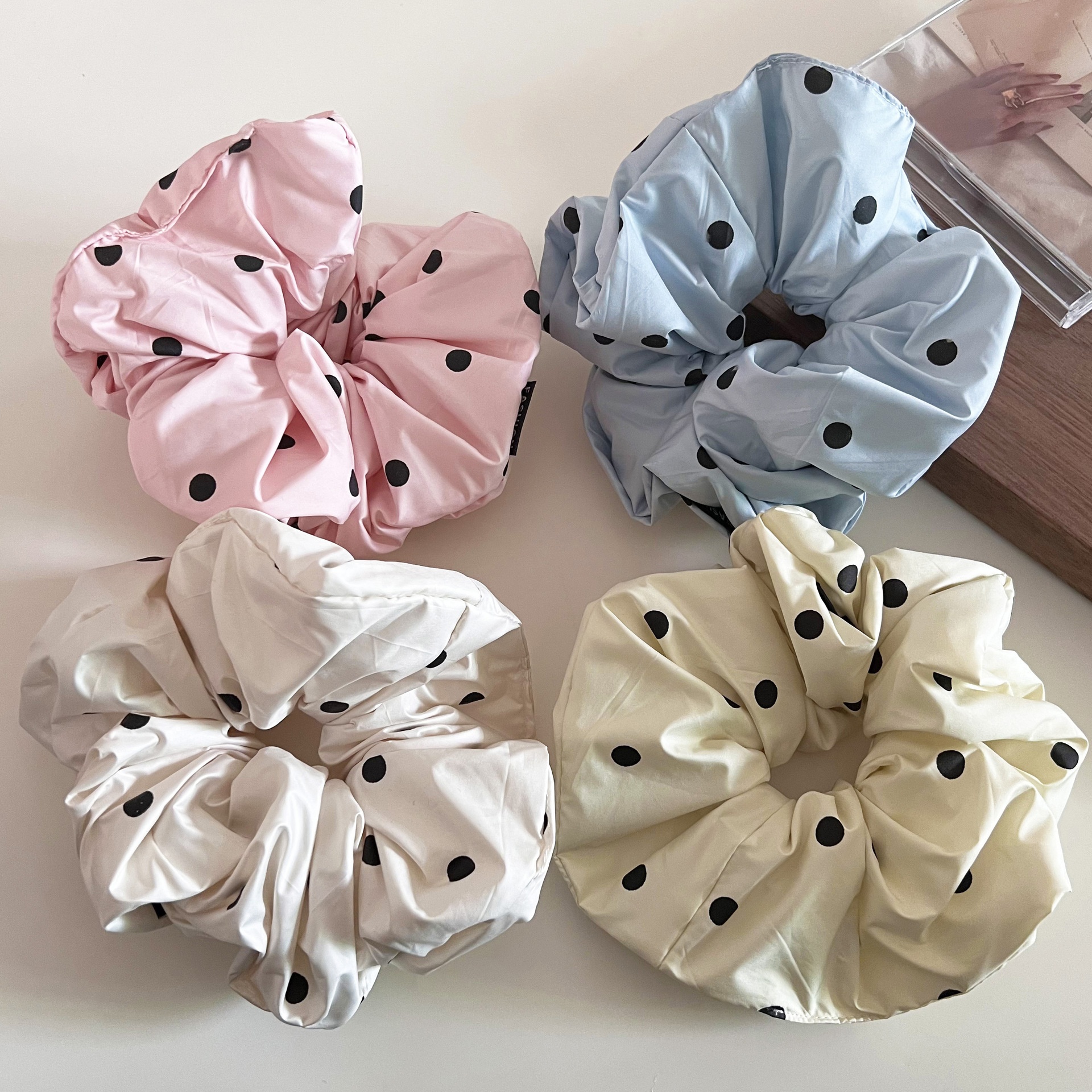 Women's Soft Cloth Multifunctional Large Bow Hair Tie Casual Summer Polka Dots