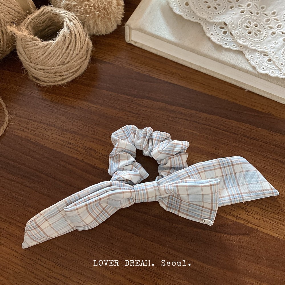 Women's Spring Cloth Bowknot Hair Tie in Navy Blue Ditsy Floral