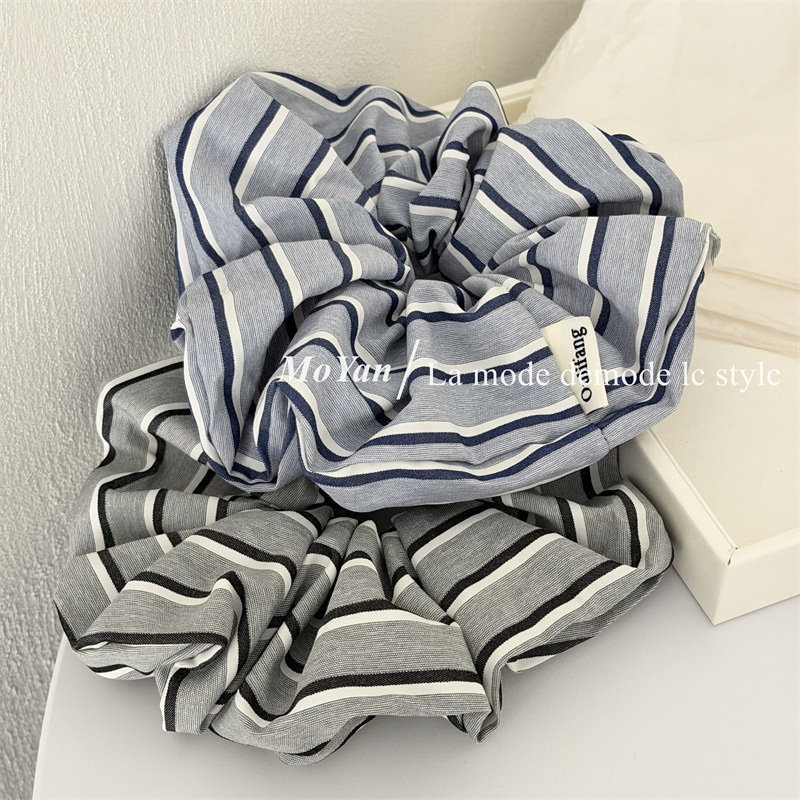 Women's Everyday Simple Cloth Hair Tie Navy Blue Black Stripe