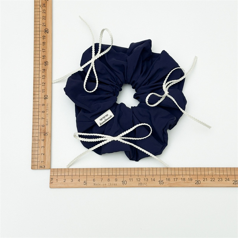 Women's Versatile Blue Bowknot Hair Ties Large Elastic Polyester Bands