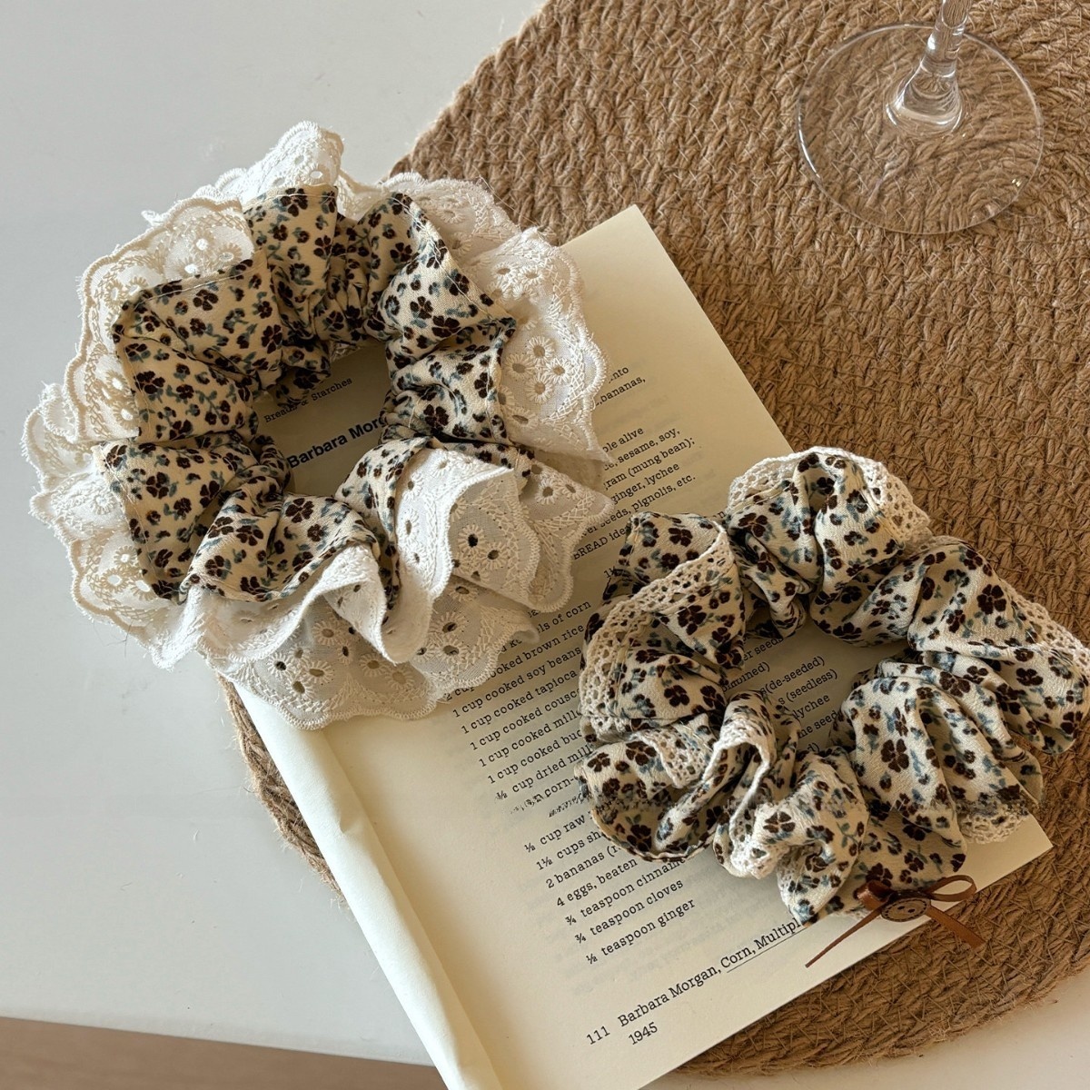 Women's Everyday Cloth Hair Tie Rubber Band Ditsy Floral Lace