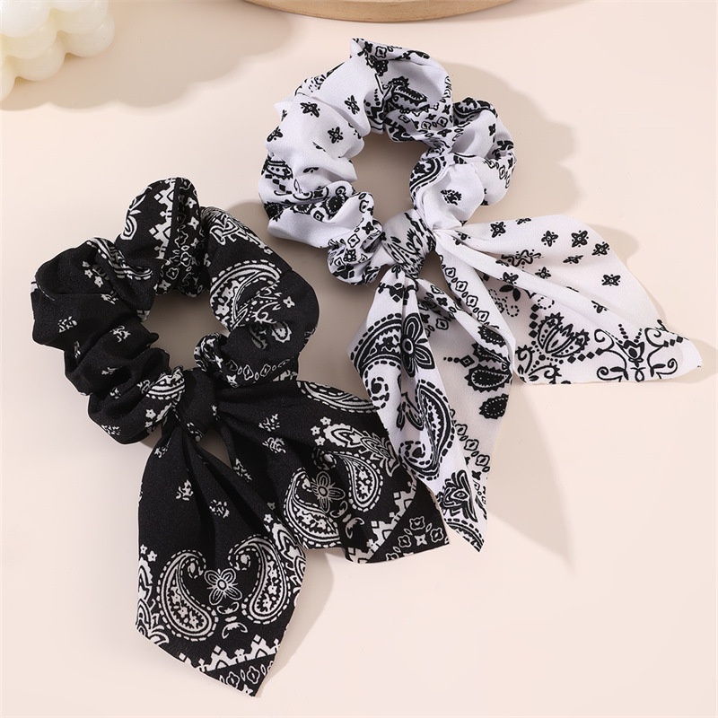 Women's Spring Fabric Transparent Elastic Hair Tie Floral Pattern