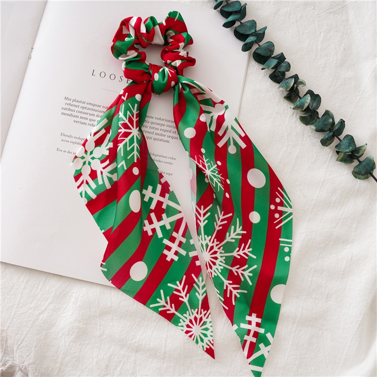 Women's Christmas Hair Tie Festive Snowman Print Cloth Scrunchie
