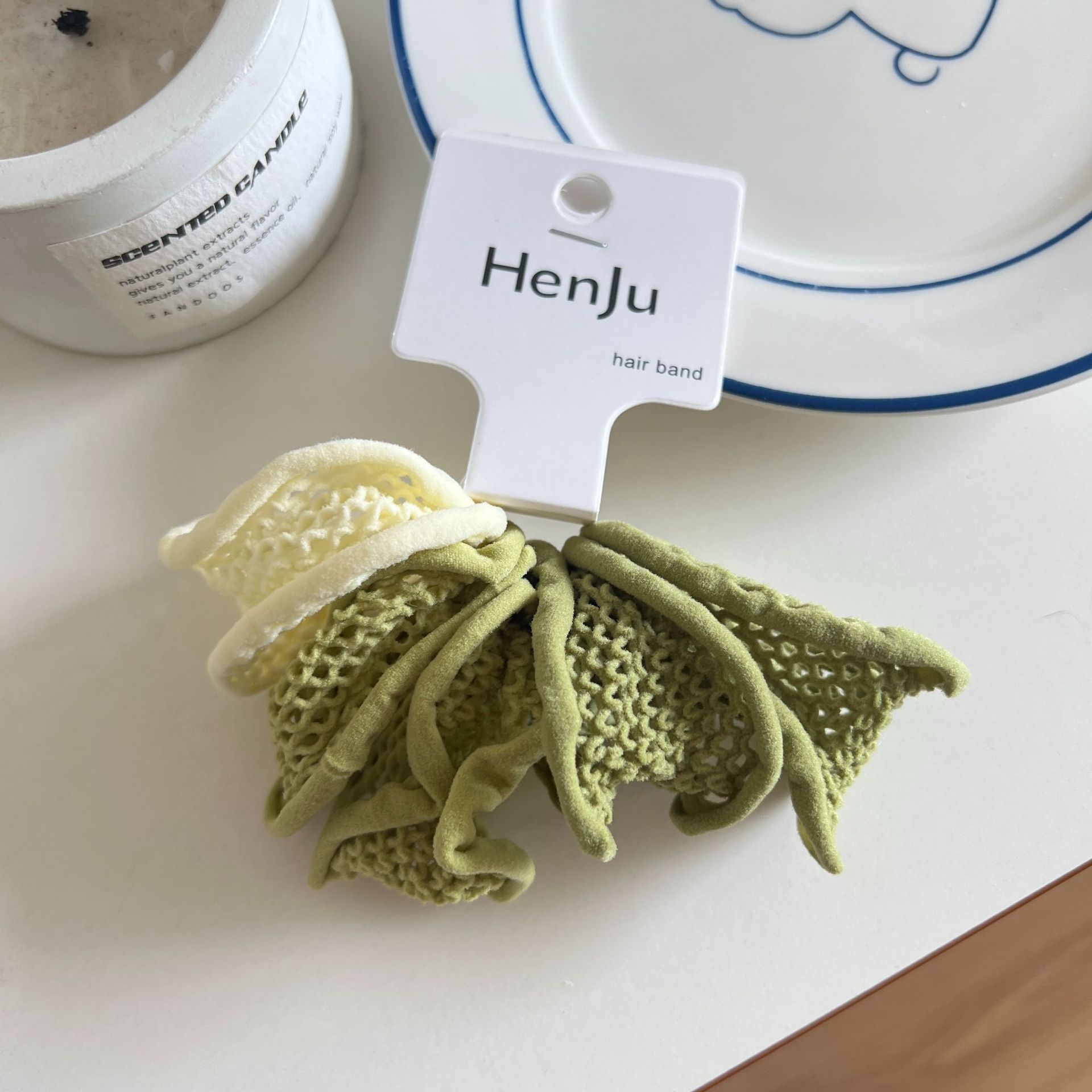 Women Damage-Free Cloth Wide Hair Ties Sweet Candy Color Geometric