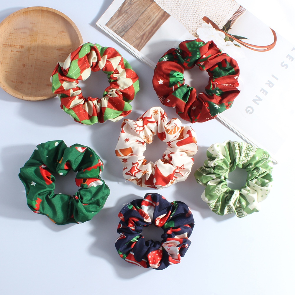 Women's Sweet Christmas Bowknot Elastic Fabric Hair Ties Festive New Model