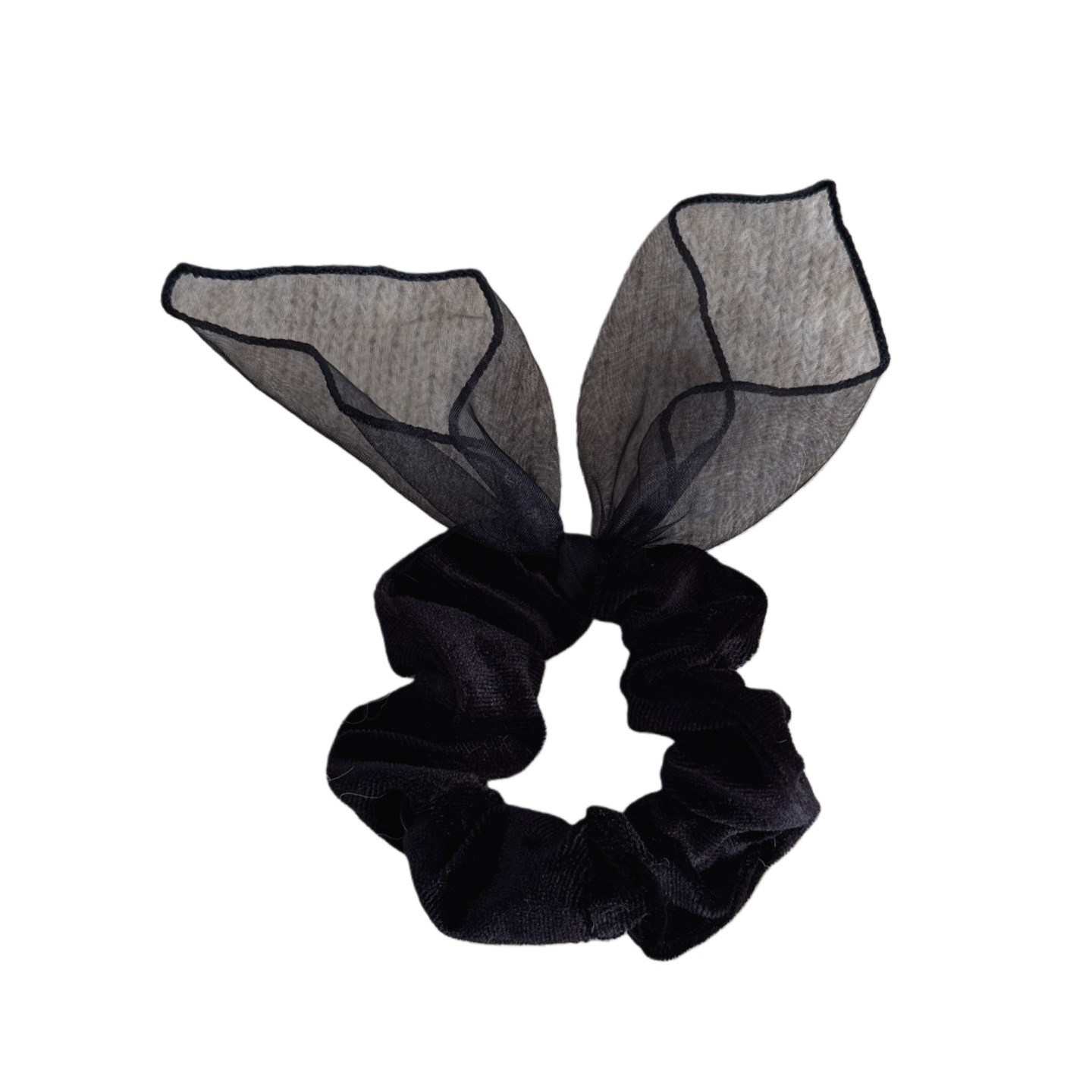 Women's Retro Velvet Mesh Rabbit Ear Bow Hair Tie Bun Fixing Khaki Coffee