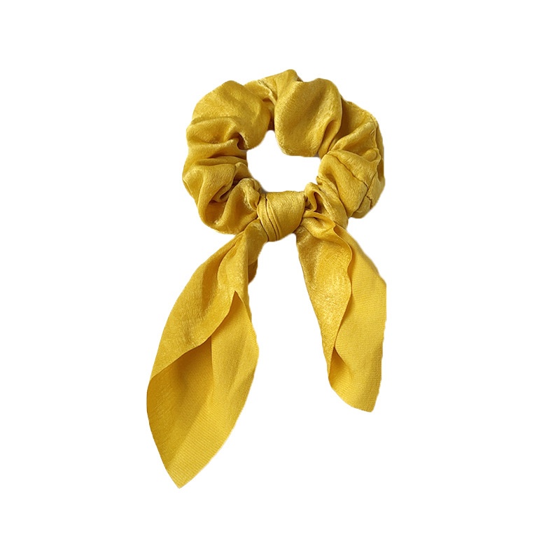 Women's Handmade Rabbit Ear Scrunchie Daily Hair Tie Solid Satin Bow