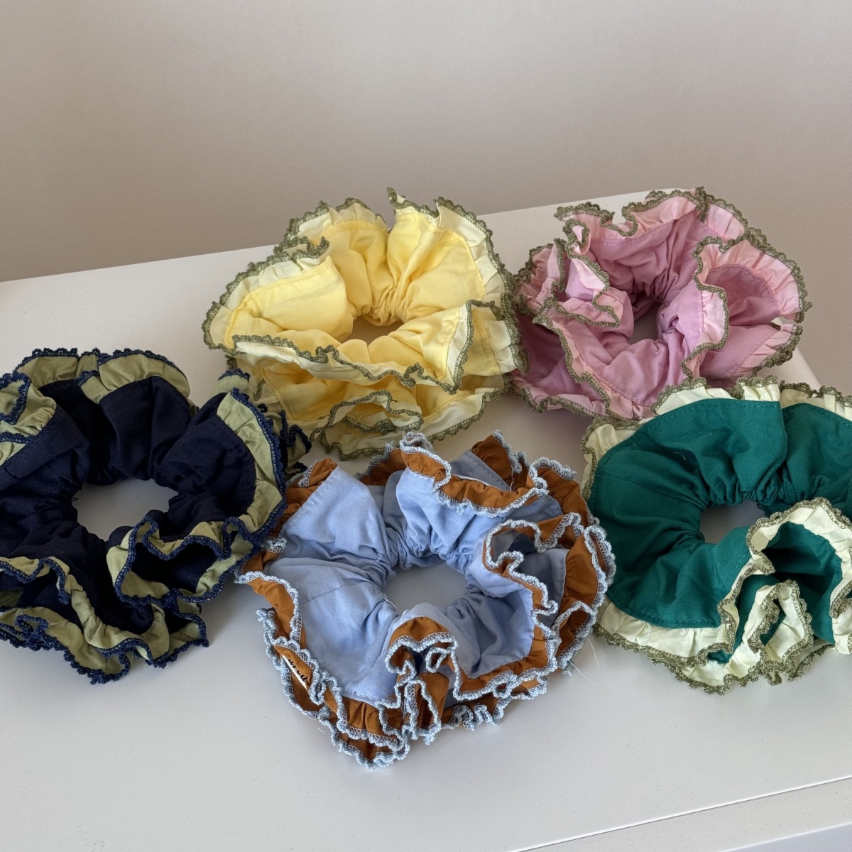 Women's Summer Everyday Cloth Hair Tie Accessory Yellow Color Block