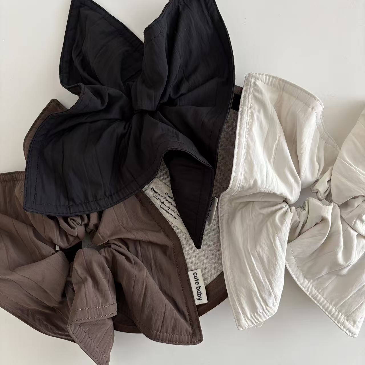 Women's Large Retro Fabric Scarf Hair Tie Autumn Winter Solid Color