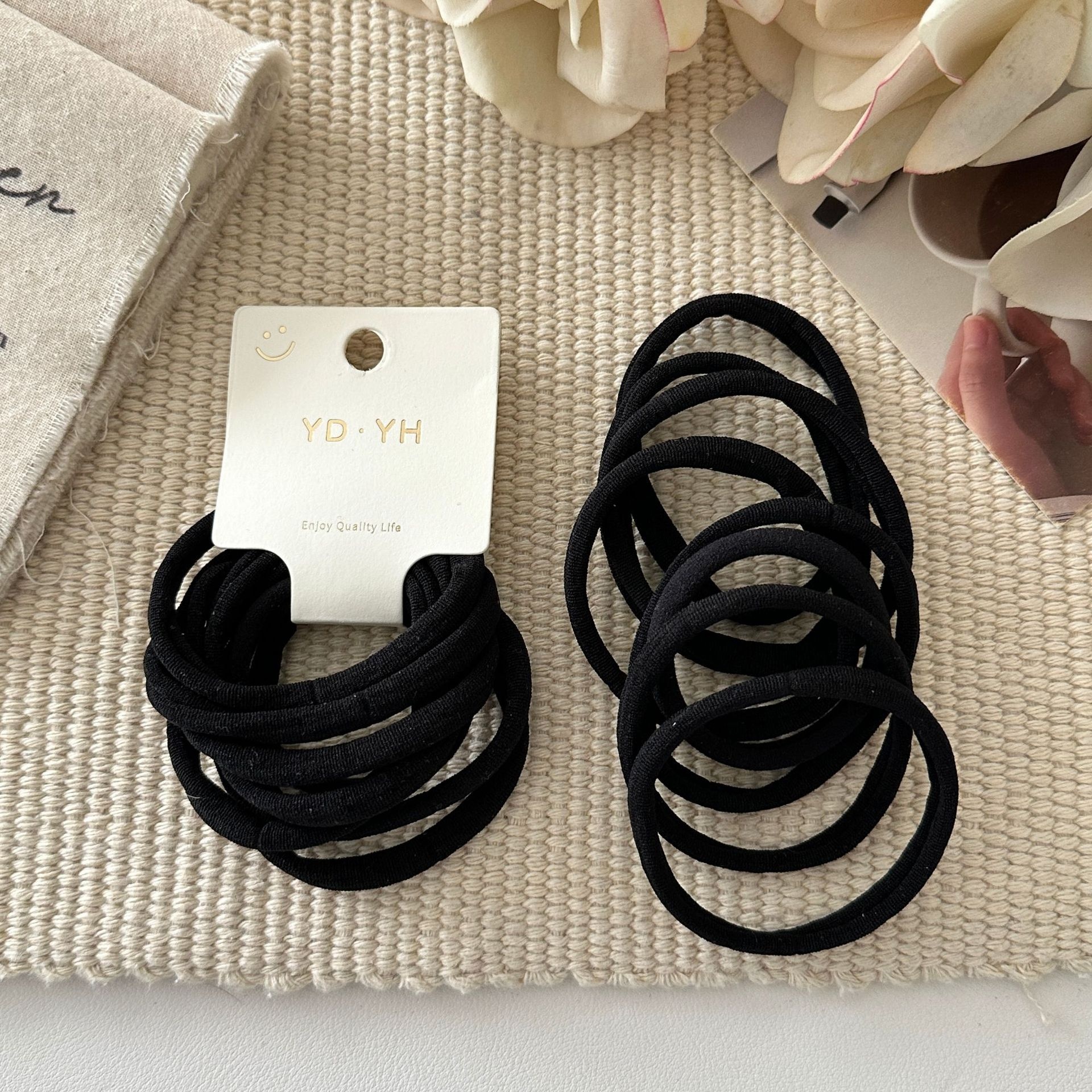 Women's Autumn Cloth Bubble Braid Hair Ties 8Pcs In Blue, Beige, Black