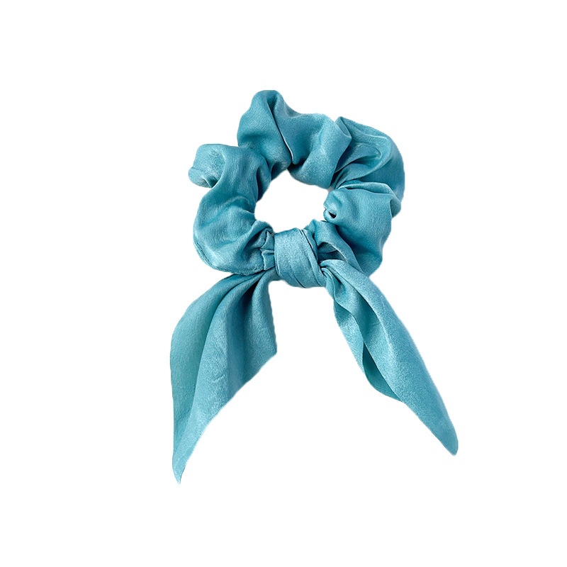 Women's Handmade Rabbit Ear Scrunchie Daily Hair Tie Solid Satin Bow