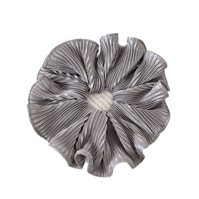 Women's Spring Everyday Cloth Hair Tie Scrunchie Grey Striped