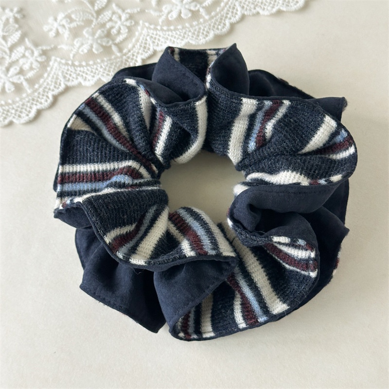 Women's Vintage Knitted Stripe Headband High Elasticity Winter Hair Tie