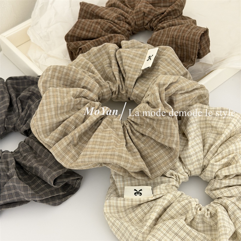 Women's Daily Wear Preppy Cloth Hair Tie Scrunchie Classic Plaid