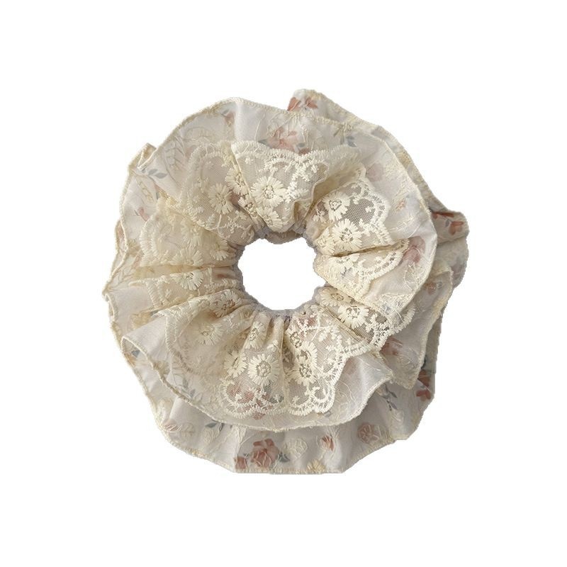 Women's Elegant Rose Lace Hair Tie with Delicate Ditsy Floral Design