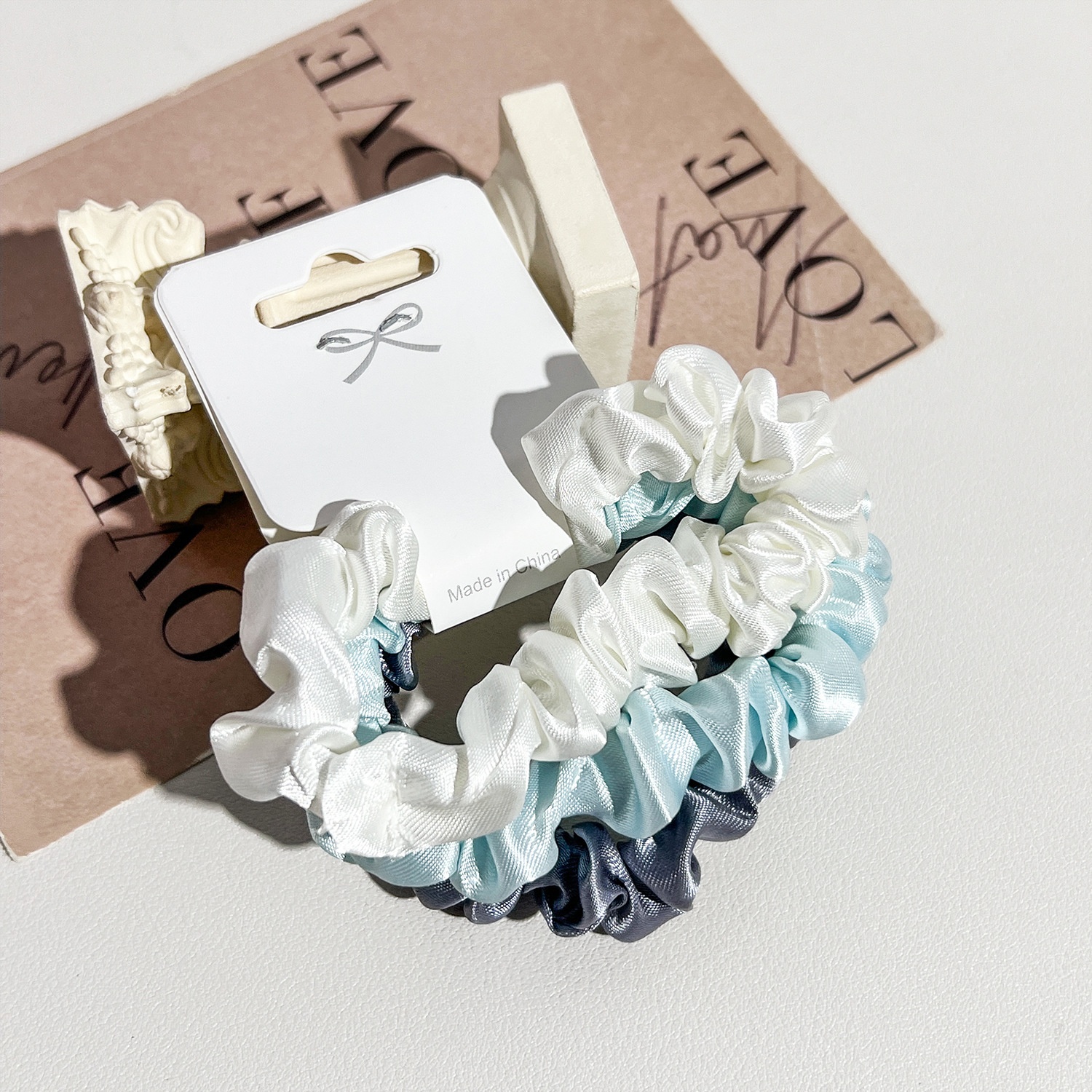 Women's Elegant Satin Scrunchies Damage-Free Ponytail Hair Ties Solid Color