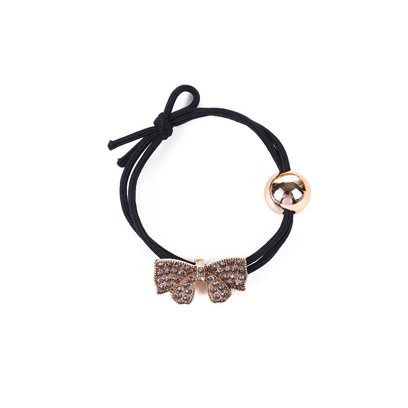 Women's Alloy Crystal Gold Beads Hair Tie Modern Black Bow Knot Rose