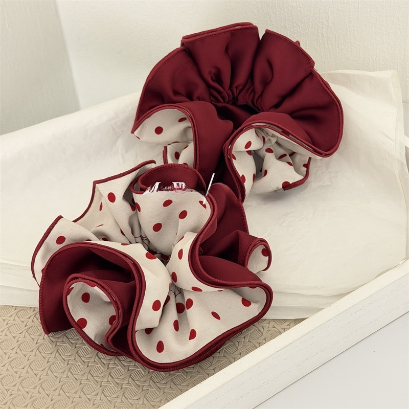 Women's Red Polka Dot Cloth Hair Tie Four-Layer Elastic Bun Hairband